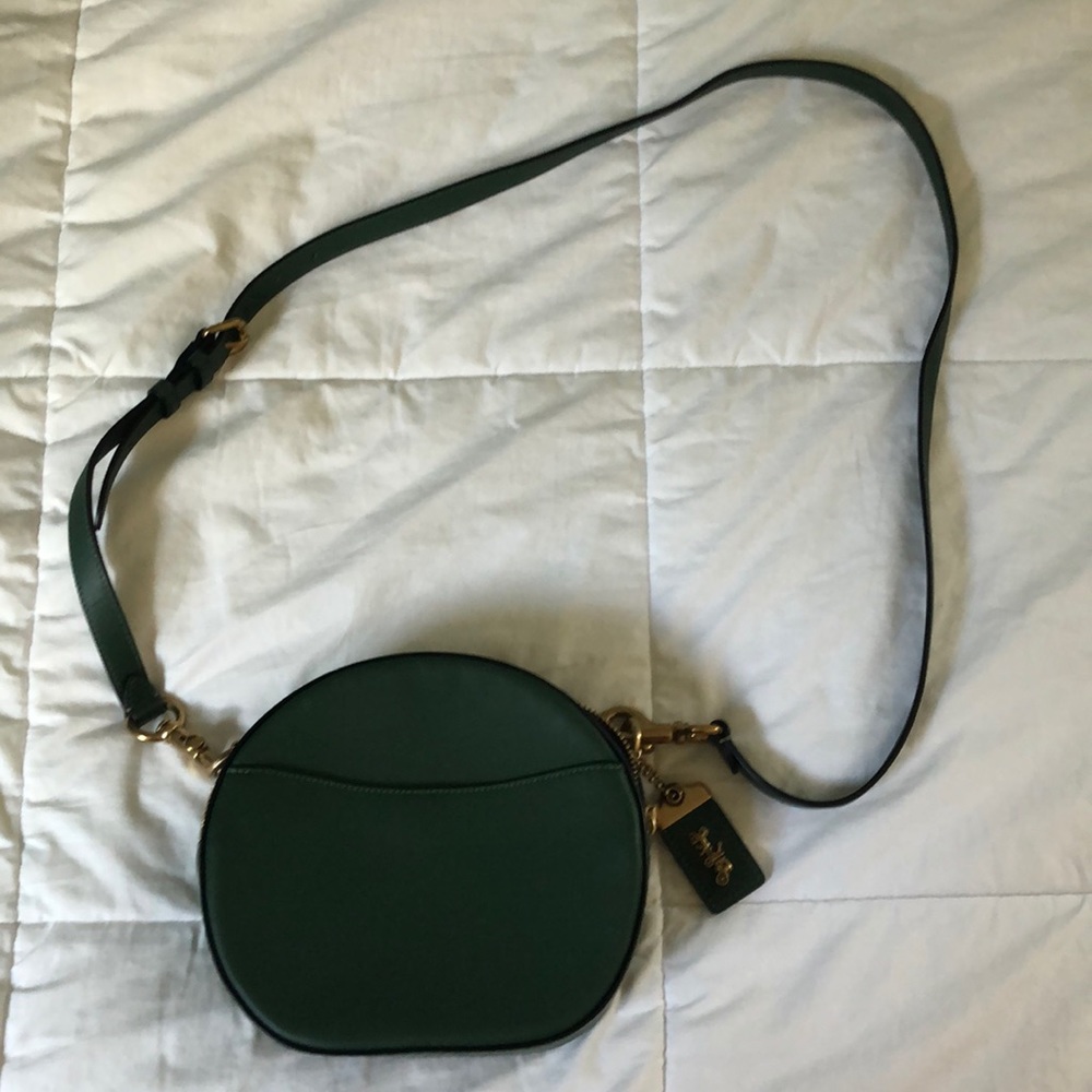 Hunter green leather Coach crossbody bag